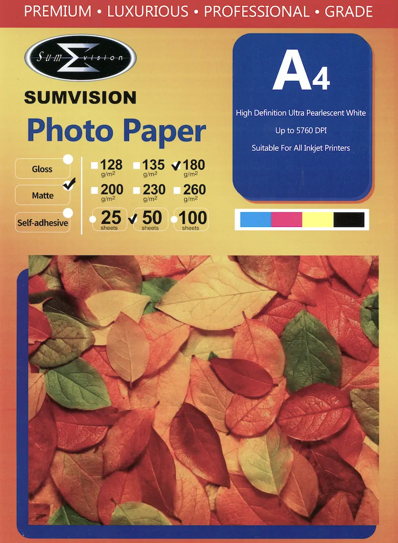 180gm Matt A4 Photo Paper 50pk