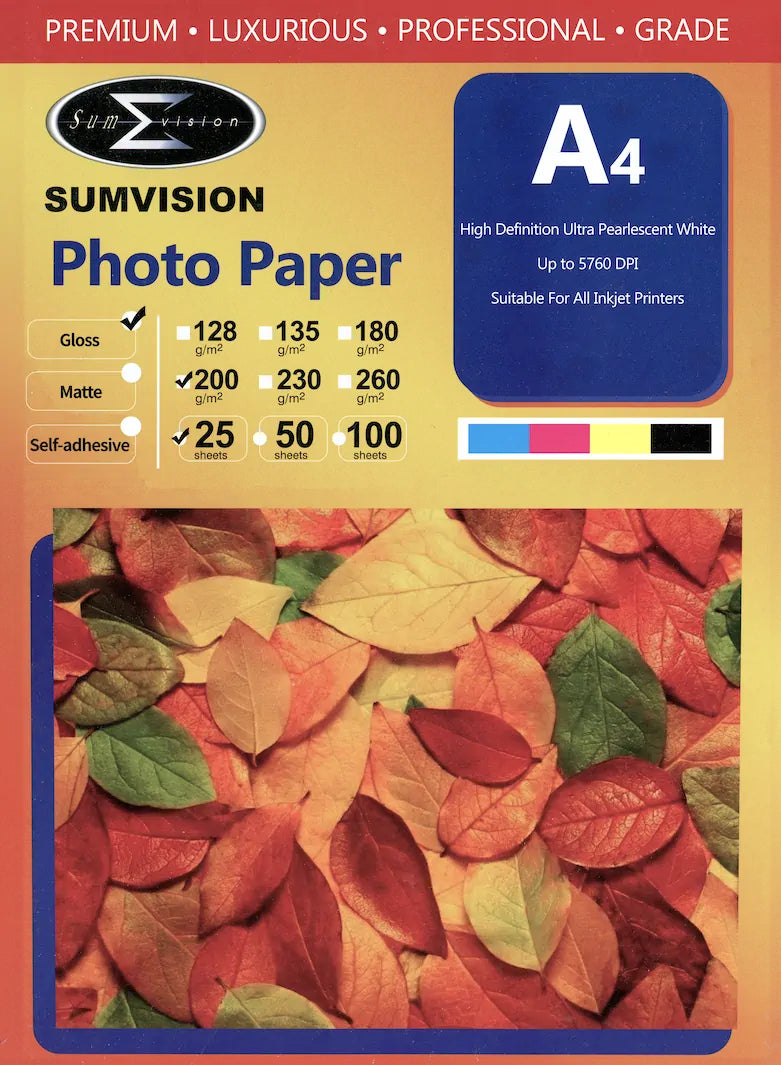 200gm Gloss A4 Photo Paper 25pk