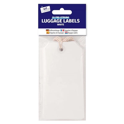 20 White Luggage Tags