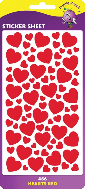 466 Hearts Red Stickers